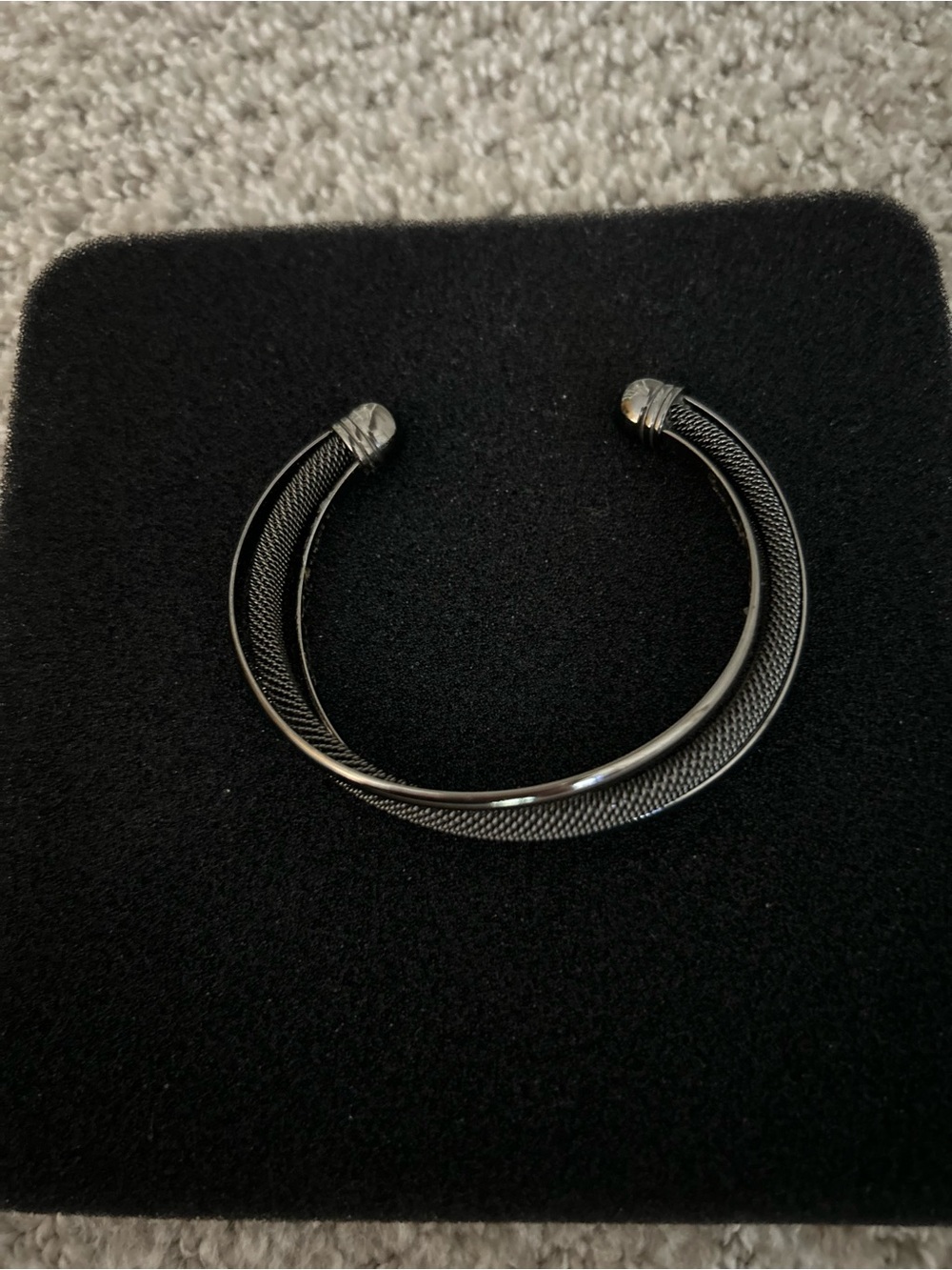 Chico's Gunmetal/Silver Twisted Open Cuff Bracelet